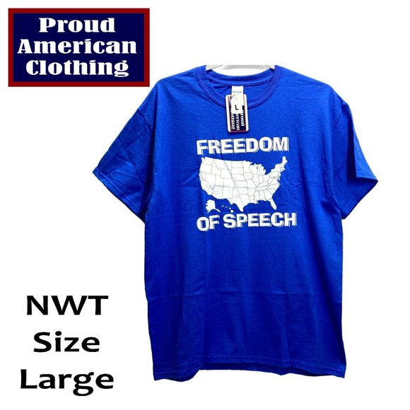 FREEDOM OF SPEECH - BLUE T-Shirt NWT Size Large - Picture 1 of 2